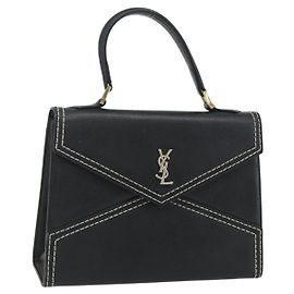 SAINT LAURENT Borsa in Pelle Nera con Dettagli Oro Autentica 177280A