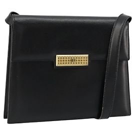 Borsa a Spalla Christian Dior in Pelle Nera e Oro Auth 177312