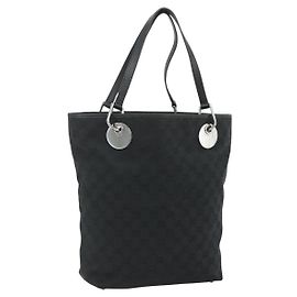 Borsa Tote GUCCI GG Canvas Nera Argento 120836 Auth 179008