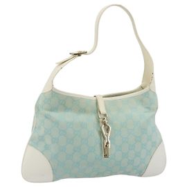 Borsa a Spalla Jackie GG Canvas GUCCI Azzurro Oro 001 4057 Auth 177714