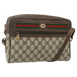Bolsa GUCCI GG Supreme Web Sherry Line PVC Bege Ouro 119 02 088 Auth 178473