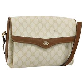 Borsa a Spalla GUCCI GG Supreme PVC Bianco Oro 904 02 084 Auth 178115