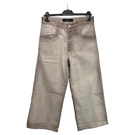 Federico Cina Jeans de pierna ancha cropped en algodón beige - Autre Marque