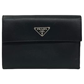 Cartera tríptico Prada en piel Saffiano negro