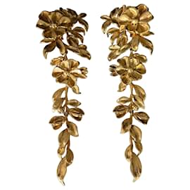 Saint Laurent Orecchini a Clip XXL Fiori Dorati