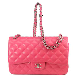 Borsa a tracolla Chanel Double Flap in agnello rosa