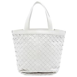Bottega Veneta White Small Nappa Intrecciato Flip Flap Tote