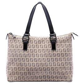 Fendi Zucchino Canvas Tote in Beige