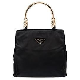 Borsa Prada Black Tessuto con manico in metallo