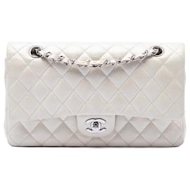 Chanel White Medium Classic Caviar Double Flap