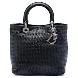 Dior Black Medium Woven Calfskin Soft Lady Dior
