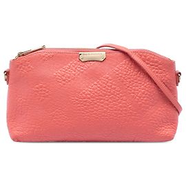 Borsa a tracolla Chichester in pelle a grana fine con motivo check in rilievo rosa Burberry