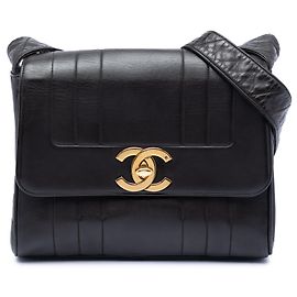 Chanel Black CC Vertical Quilt Lambskin Flap