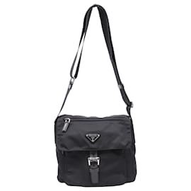 Borsa a tracolla Prada Re-Nylon Vela con fibbia singola in poliammide nera