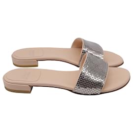 Sandali piatti decorati Stuart Weitzman in pelle argento