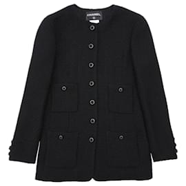 Chanel schwarze Wolljacke mit Ketten-Details