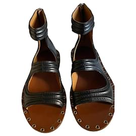 Chloé Black Leather Ankle Strap Sandals