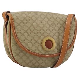 Céline Borsa a tracolla CELINE Macadam Canvas PVC Beige Oro Auth 171226