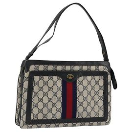 Borsa a tracolla GUCCI GG Supreme Sherry Line PVC Navy Gold 41 02 013 Auth fm5338