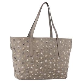 Borsa Tote Jimmy Choo in pelle grigia e oro Auth bs34549