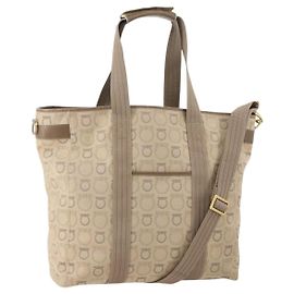 Bolsa Tote Salvatore Ferragamo em Canvas 2way Beige Gold Auth BA12135