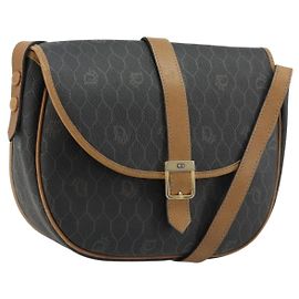 Borsa a tracolla Christian Dior in tela Honeycomb PVC Nero Oro Auth 178016