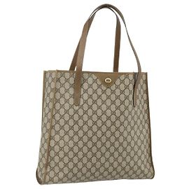 GUCCI GG Supreme Tote Bag PVC Beige Gold 40 02 998 Auth kk670