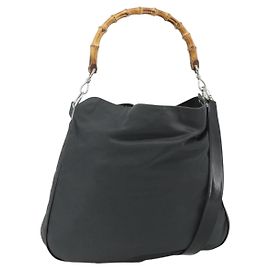 Borsa a Spalla GUCCI Bamboo Nylon 2way Grigio Argento 001 2123 1577 Auth bs34814