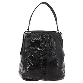 Borsa a tracolla CARTIER in pelle verniciata marrone argento Auth bs34832A