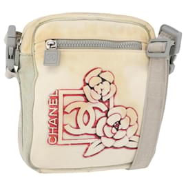 Borsa a tracolla CHANEL Sports Line Nylon Bianco Argento CC Auth bs34864
