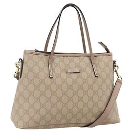 Borsa Tote GUCCI GG Supreme in PVC 2way Beige Oro 353440 Auth 178185