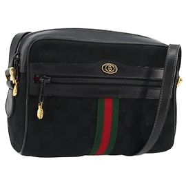 Borsa a tracolla GUCCI GG Canvas Web Sherry Line Nera Rossa Verde Auth 178590A