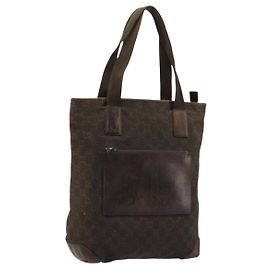 Borsa Tote GUCCI GG Canvas Marrone Argento 28892 Auth 177516