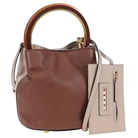 Autre Marque Borsa a mano MARNI Panniers in pelle 2way Beige Gold Auth 178605V