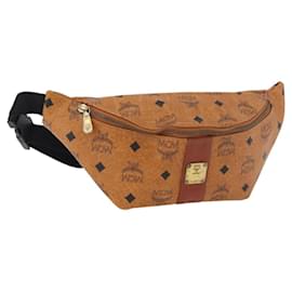MCM Vicetos Logogram Body Bag PVC Marrón Oro Auth 177029
