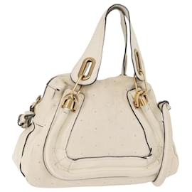 Borsa Chloe Paraty in Pelle 2way Bianco Oro Auth 177045 - Chloé