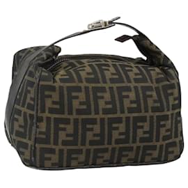 Borsa a Mano FENDI Zucca Canvas Marrone Nero Auth bs35005