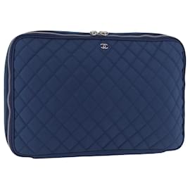 CHANEL Matelasse Christmas 2012 PC Case Nylon Blau Silber CC Authentisch 178958A