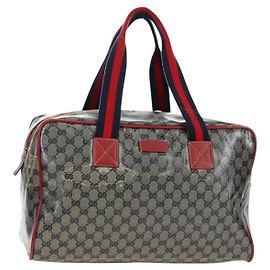 Borsa GUCCI GG Crystal Sherry Line in tela rivestita Navy Gold 153240 Auth YKZ1520