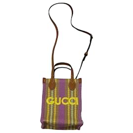 Gucci Mini borsa cabas in paglia intrecciata multicolore