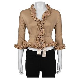 Camicetta Yves Saint Laurent Vintage Beige a Maniche 3/4 Taglia S Usata