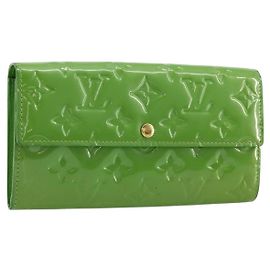 LOUIS VUITTON Vernis Portefeiulle Sarah Wallet Vert Tonic M93635 LV Auth 171237A