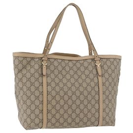 Borsa Tote GUCCI GG Supreme in PVC Beige Oro 309613 Auth ka4230