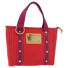 LOUIS VUITTON Antigua Cabas PM Tote Bag Canvas Rouge M40037 LV Auth bs34988