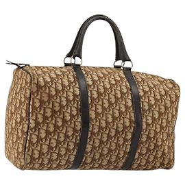 Borsa Boston Christian Dior Trotter Canvas Beige Oro Autentica 176853