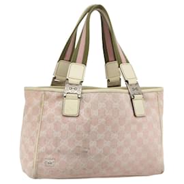 Borsa Tote GUCCI GG Canvas Rosa Argento 145810 Auth fm5322