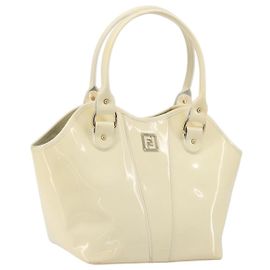 Borsa FENDI in pelle vernice Avorio Oro Auth BA12442A