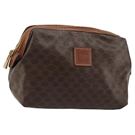 Céline Pochette CELINE Macadam Canvas PVC Pelle Marrone Oro Auth 177896