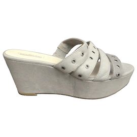 Autre Marque Sandali con zeppa in pelle grigia Calvin Klein Jeans