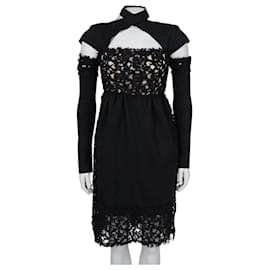 Fendi Kleid aus schwarzer Wolle mit abnehmbaren Ärmeln Größe 40/S Gebraucht